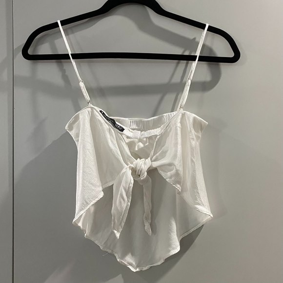 Zara Bandana Straight Neck Crop Top White Size XS - Picture 3 of 6